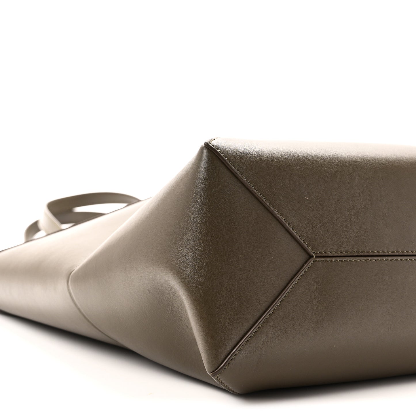 Shiny Calfskin Medium Puzzle Fold Tote Dark Khaki Green
