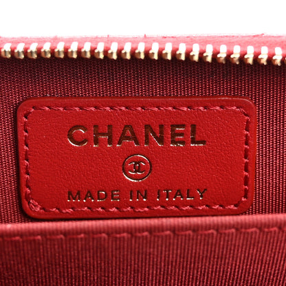 Chanel Goatskin Quilted Chanel 19 Zip Around Coin Purse Wallet Red 6 of 8