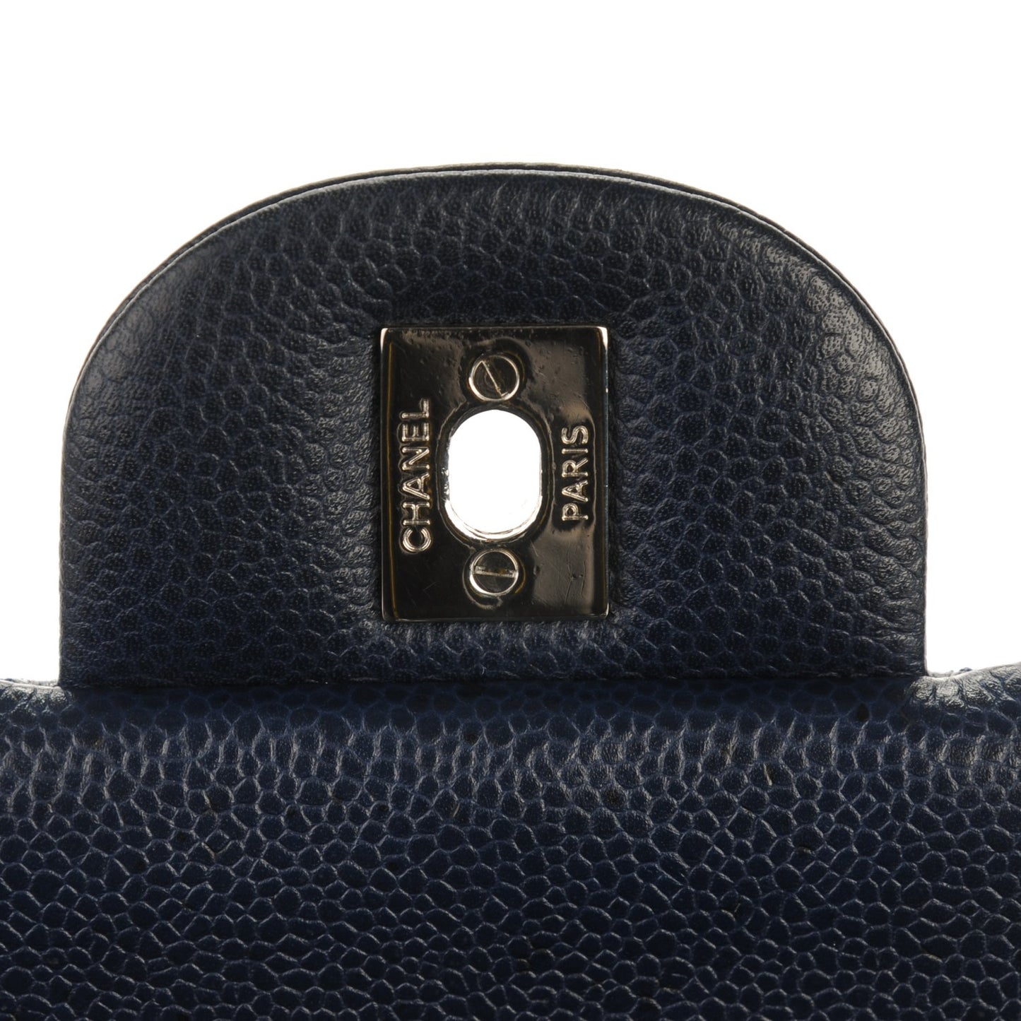 Caviar Quilted Maxi Double Flap Navy Blue