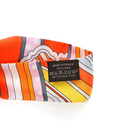 Hermes Silk Faubourg Rainbow Twilly Orange Rose Gris 2 of 3