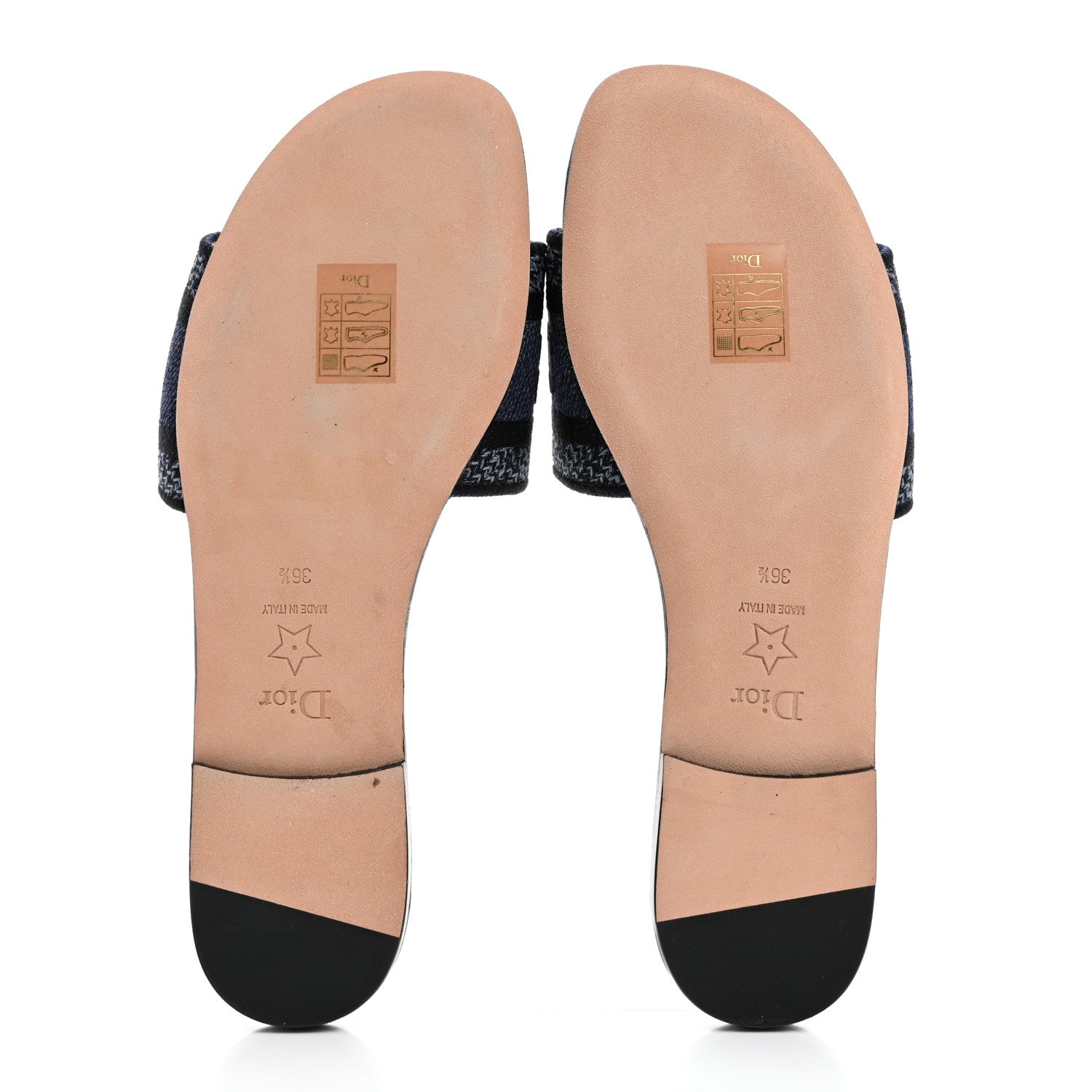 Christian Dior Canvas Dior Embroidered Dway Flat Slide Sandals 36.5 Navy Blue 5 of 8