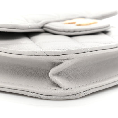 Chanel Lambskin Quilted Top Handle Flap Coin Purse With Chain Grey 10 of 11