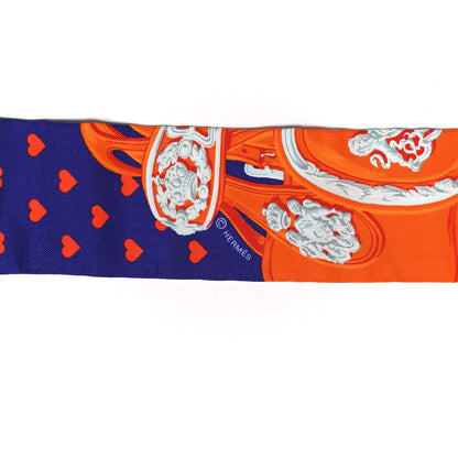 Hermes Silk Brides de Gala Love Twilly Ultraviolet Orange Marine 3 of 4