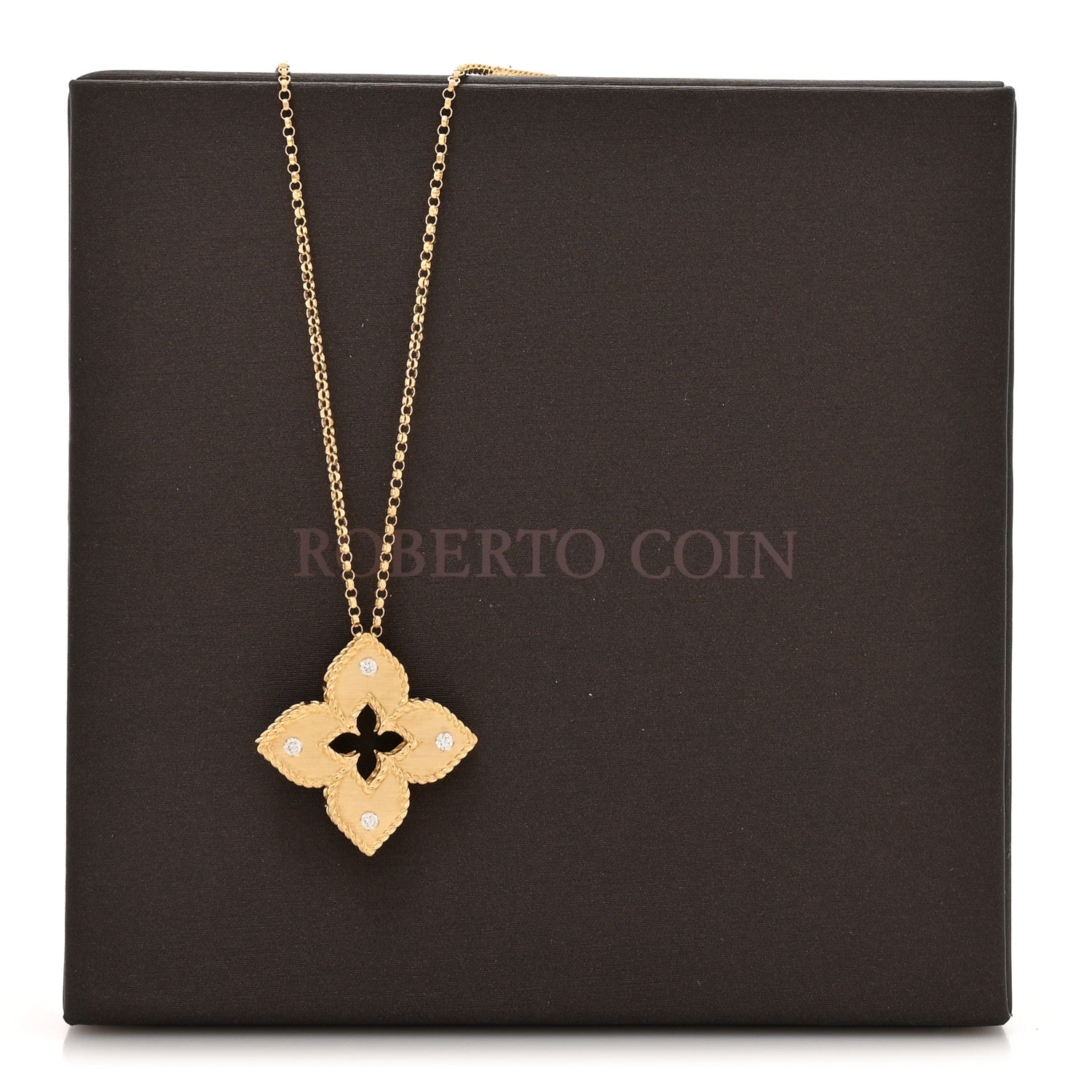 Roberto Coin 18K Yellow Gold Diamond Medium Venetian Princess Flower Pendant Necklace 6 of 6