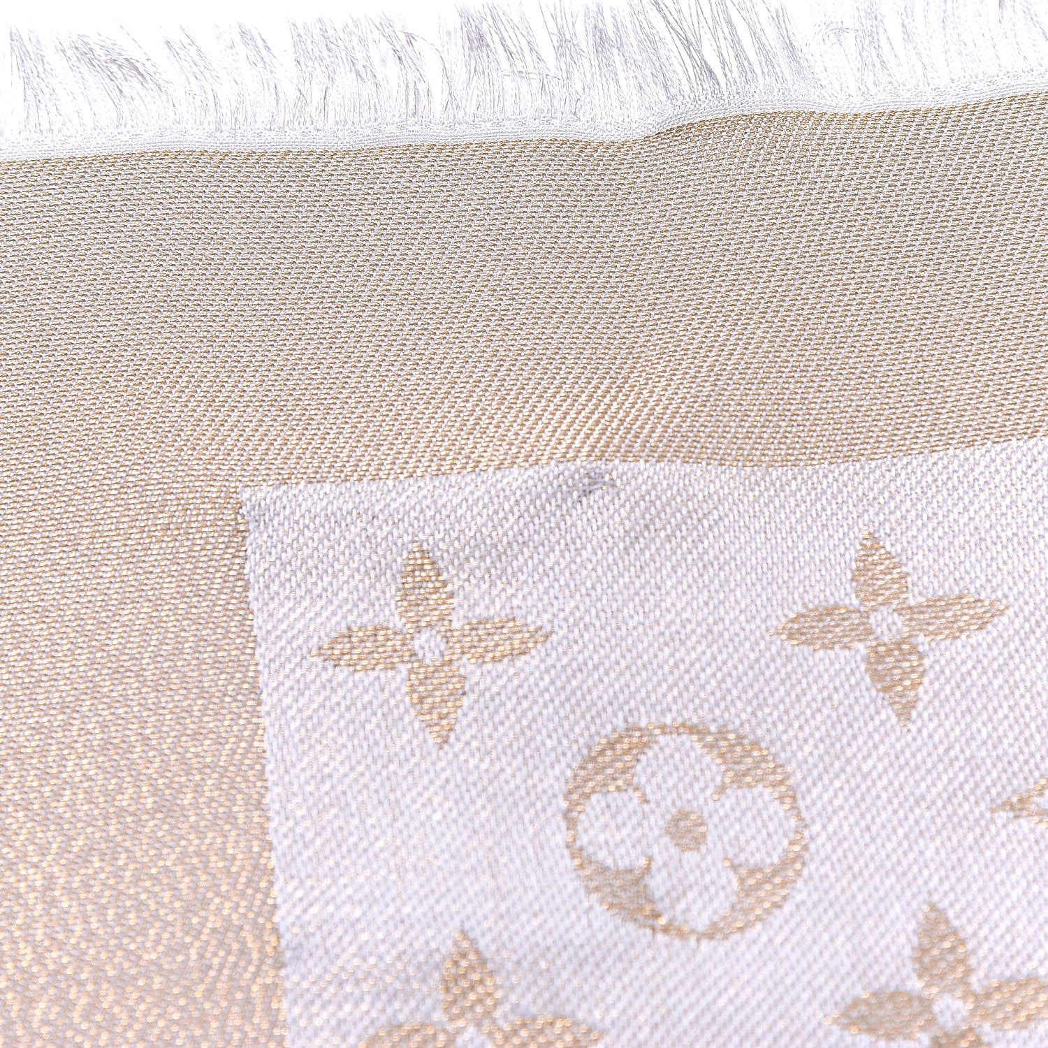 Louis Vuitton Silk Lurex Wool Monogram Shine Shawl Greige 4 of 7
