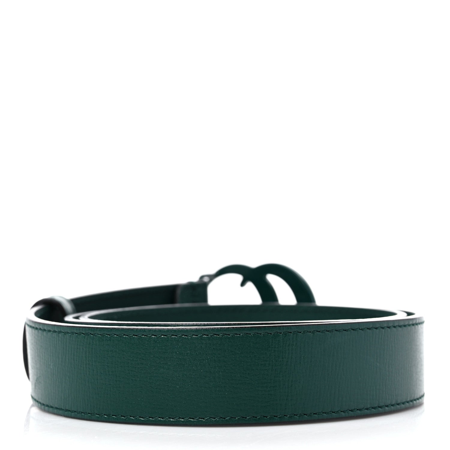 Gucci Azalea Calfskin Enamel Monochrome Double G 30mm Belt 90 36 Vintage Green 2 of 4