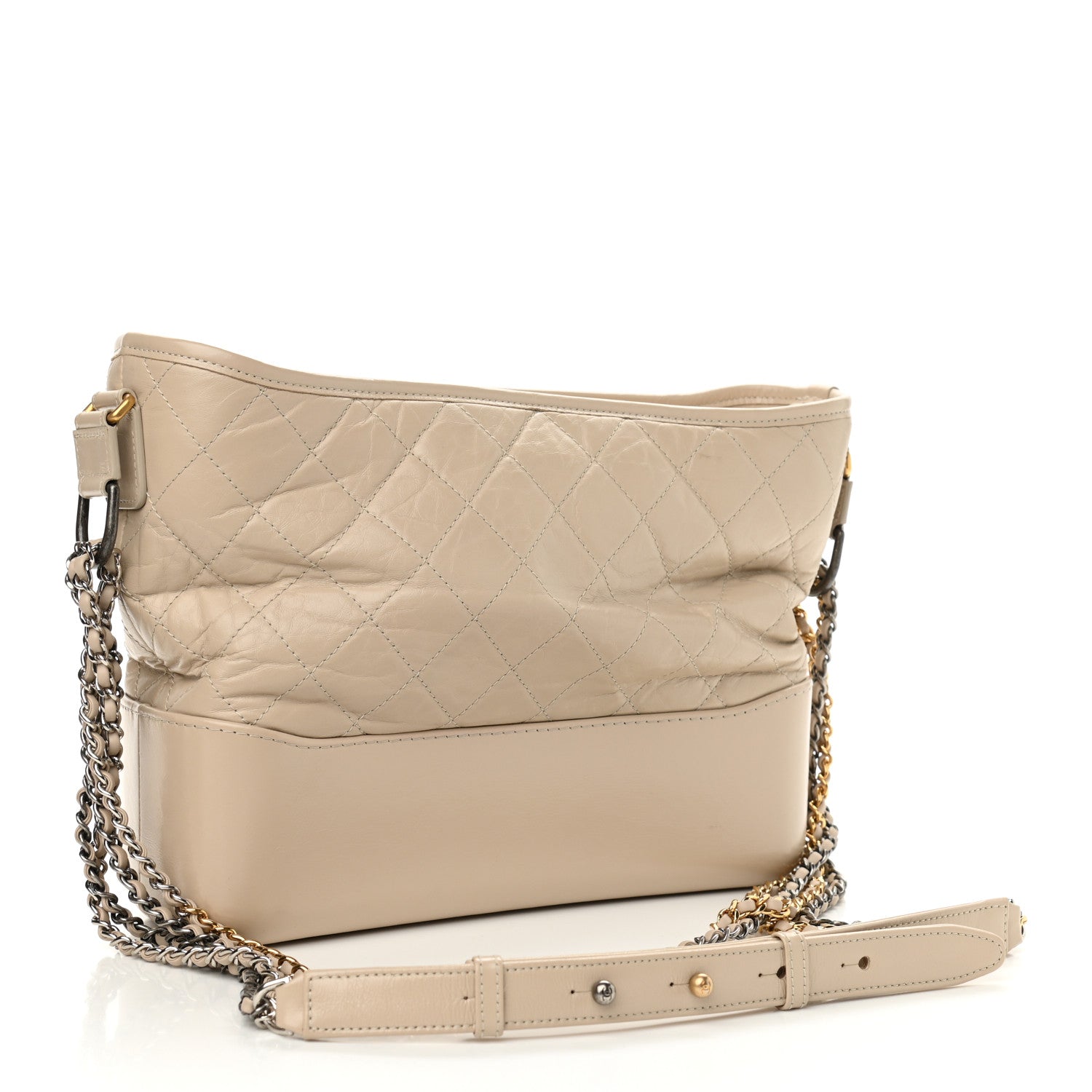 Chanel Aged Calfskin Quilted Medium Gabrielle Hobo Beige 3 of 10