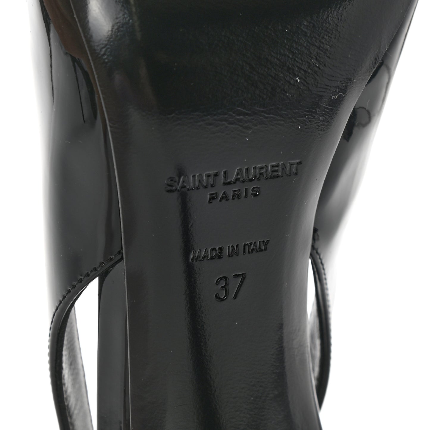 Patent Calfskin Slingback Pumps 37 Black