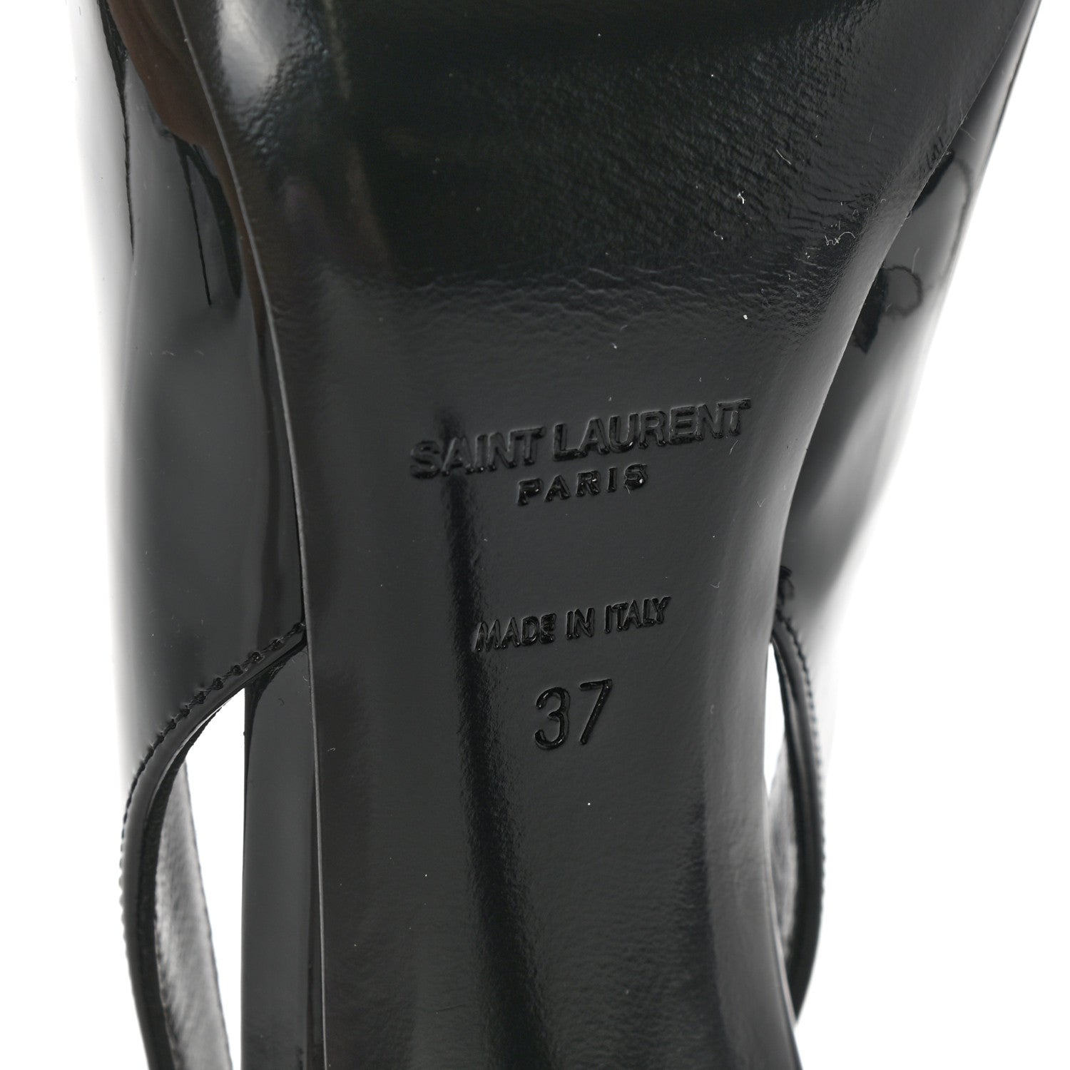 Saint Laurent Patent Calfskin Slingback Pumps 37 Black 6 of 8