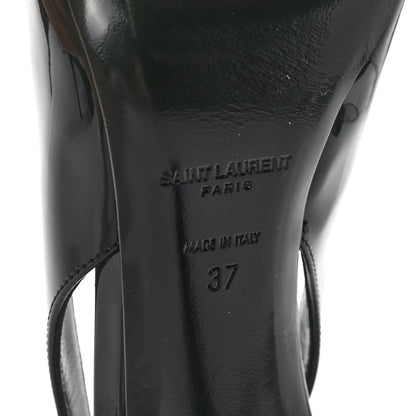 Saint Laurent Patent Calfskin Slingback Pumps 37 Black 6 of 8