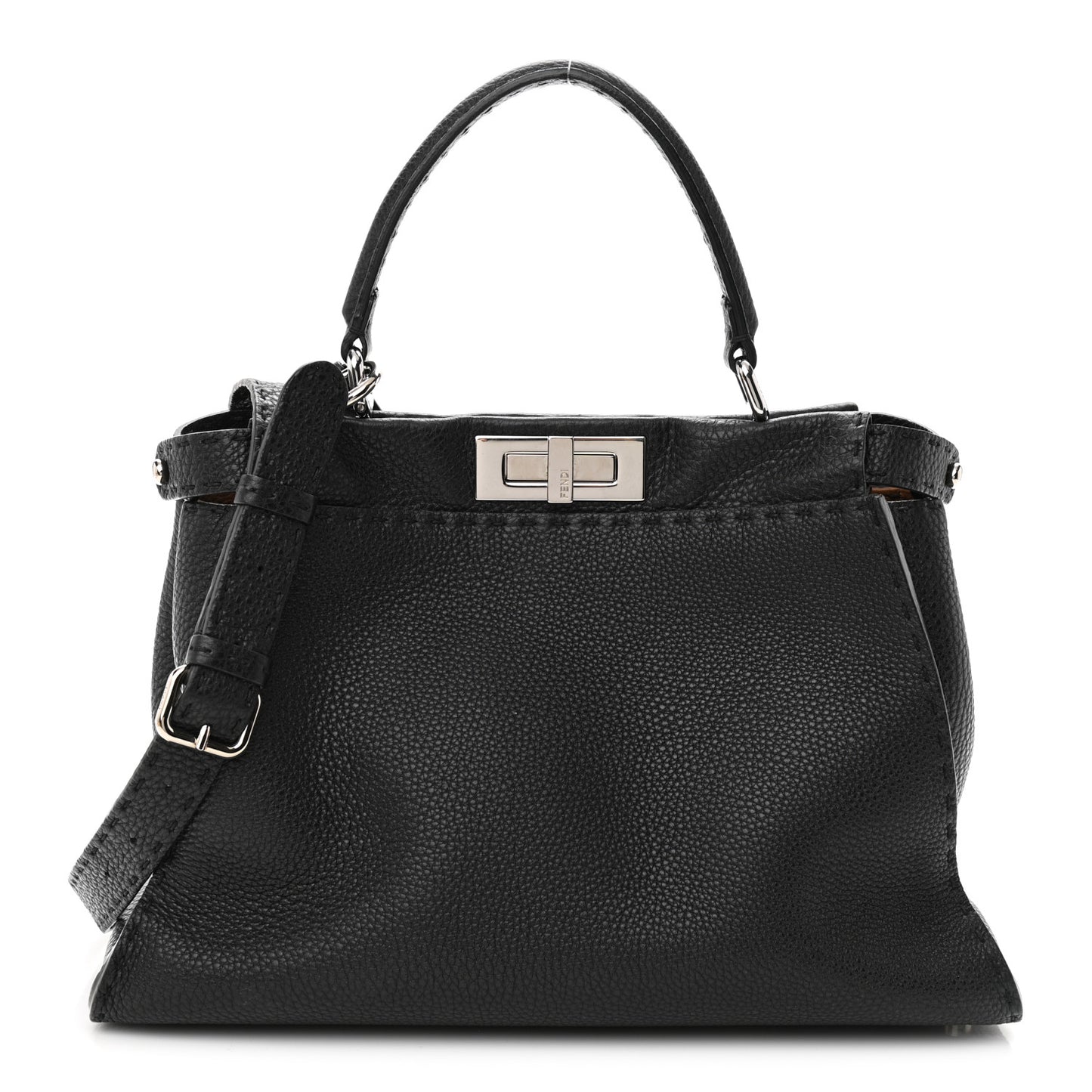 Cuoio Romano Selleria Bi-Color Medium Peekaboo Iconic Satchel Black Mou