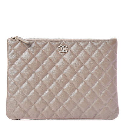 Chanel Iridescent Caviar Quilted Medium Cosmetic Case Beige 1 of 8