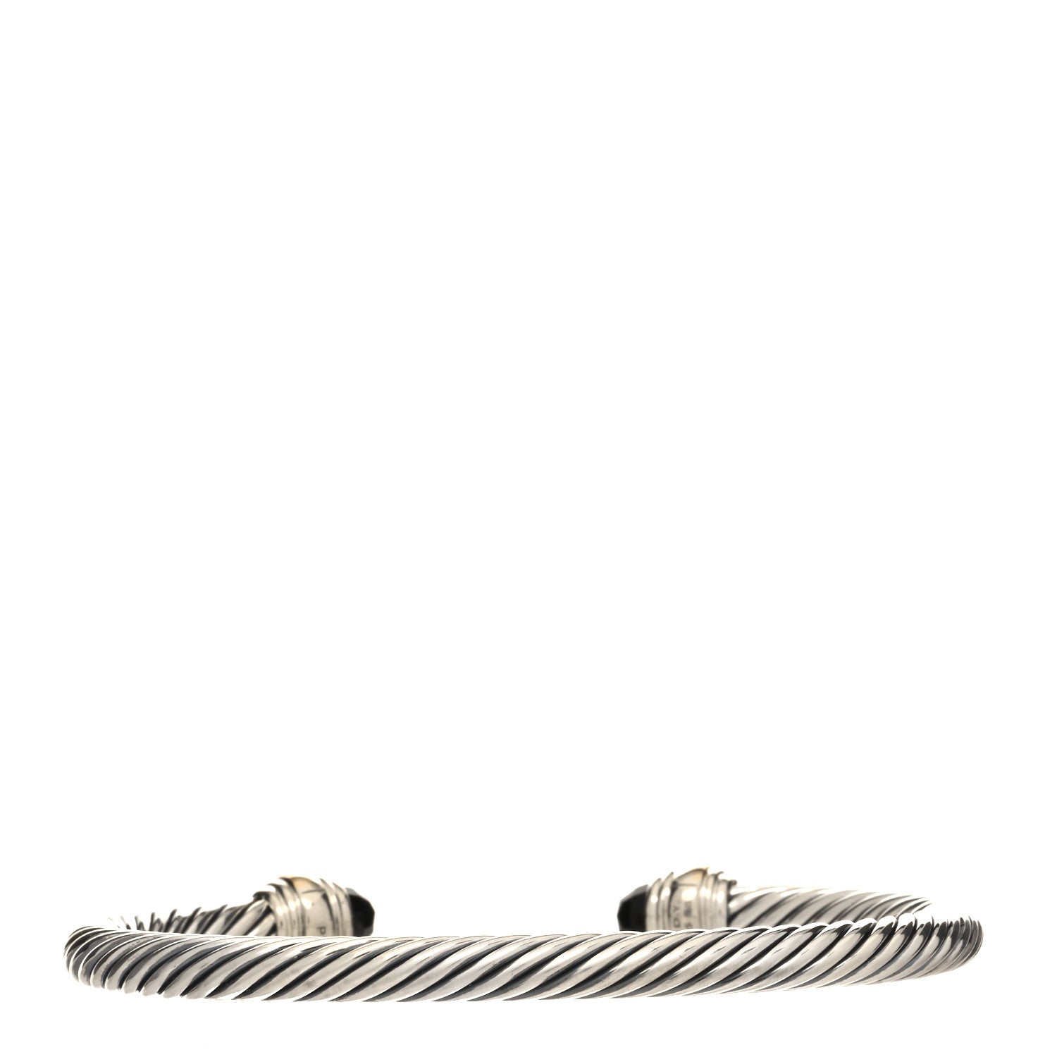 David Yurman Sterling Silver 14K Yellow Gold Black Onyx 5mm Cable Classics Bracelet 2 of 4