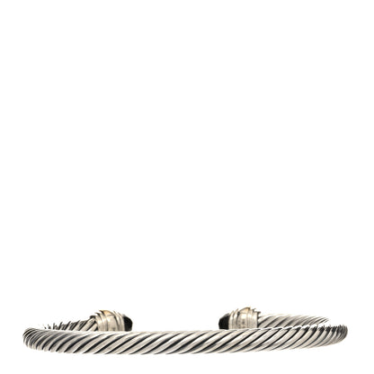 David Yurman Sterling Silver 14K Yellow Gold Black Onyx 5mm Cable Classics Bracelet 2 of 4