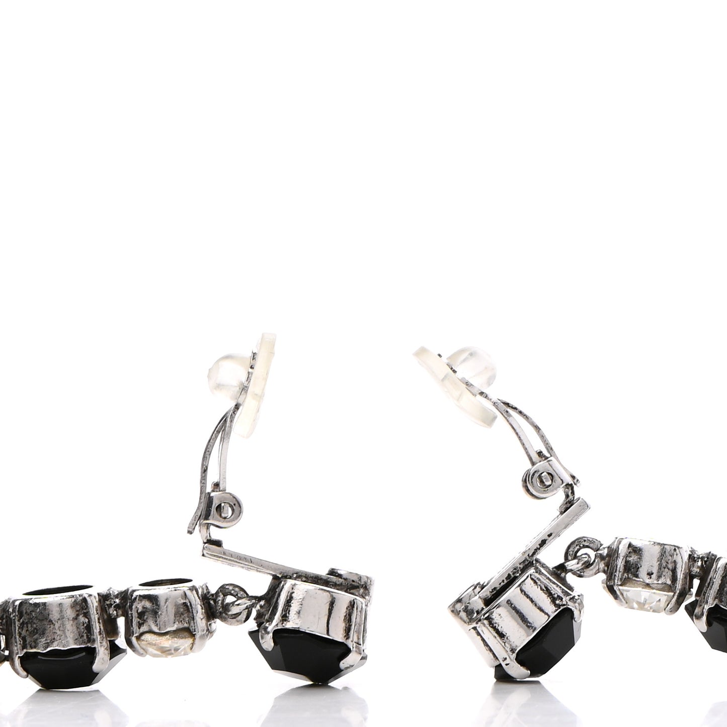 Crystal Smoking Drop Earrings Silver