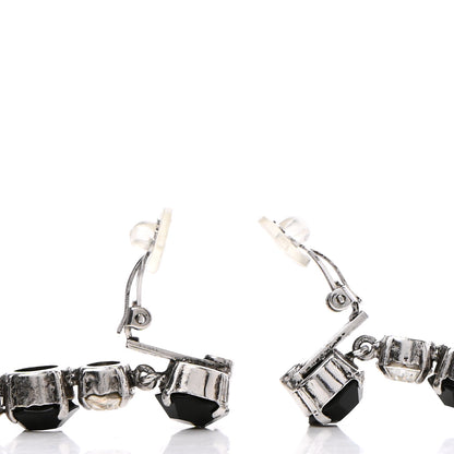 Saint Laurent Crystal Smoking Drop Earrings Silver 3 of 4