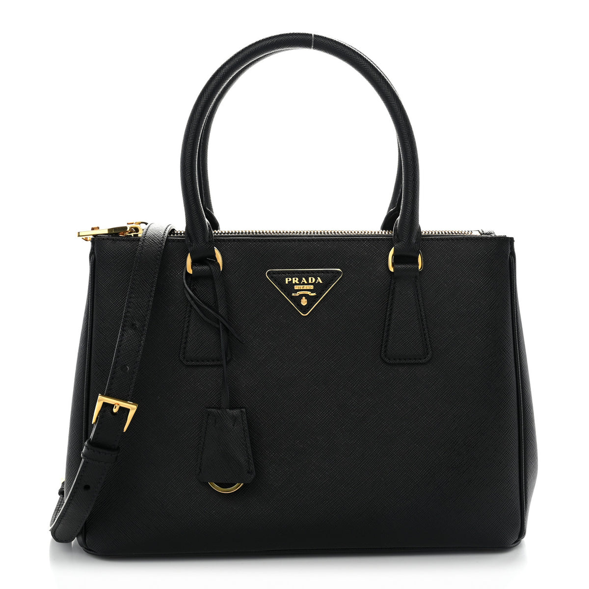 Saffiano Small Galleria Double Zip Tote Black