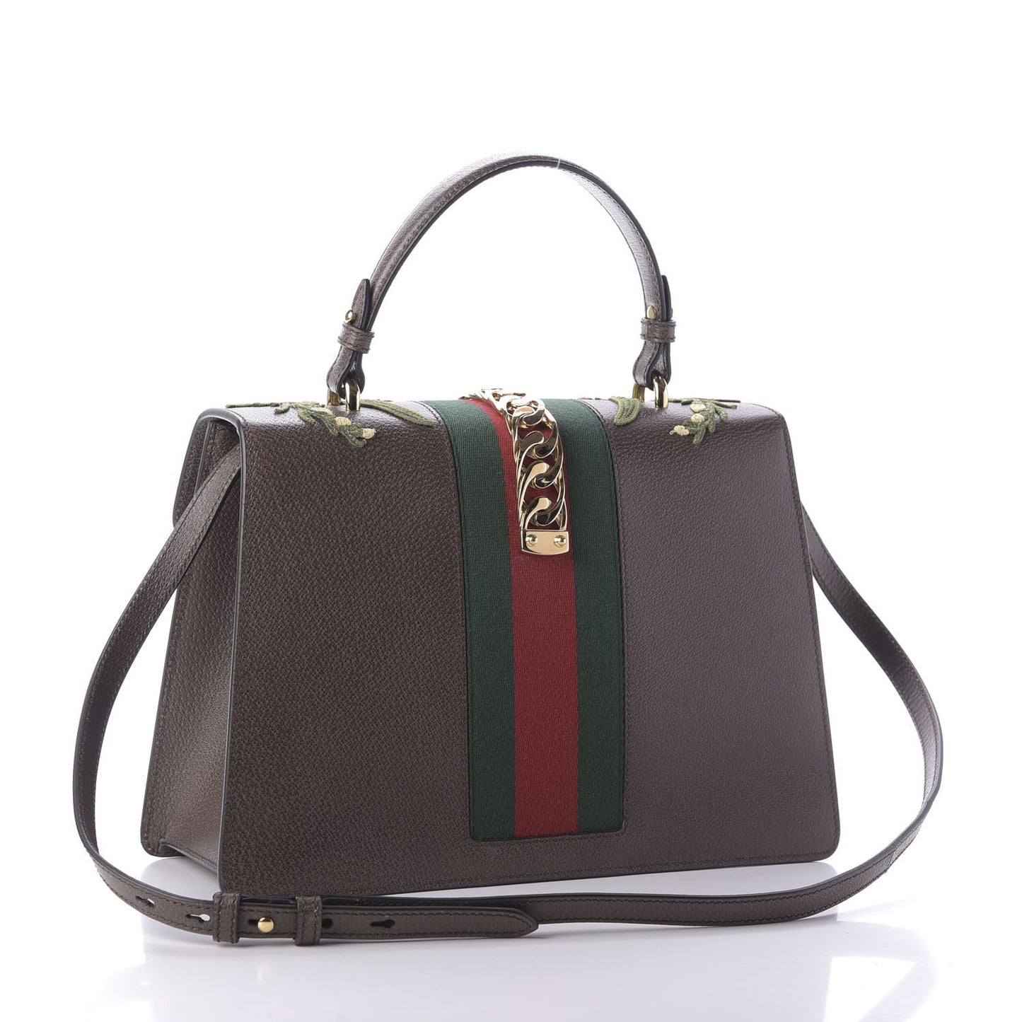 Calfskin Embroidered Medium Sylvie Top Handle Bag New Acero Multicolor