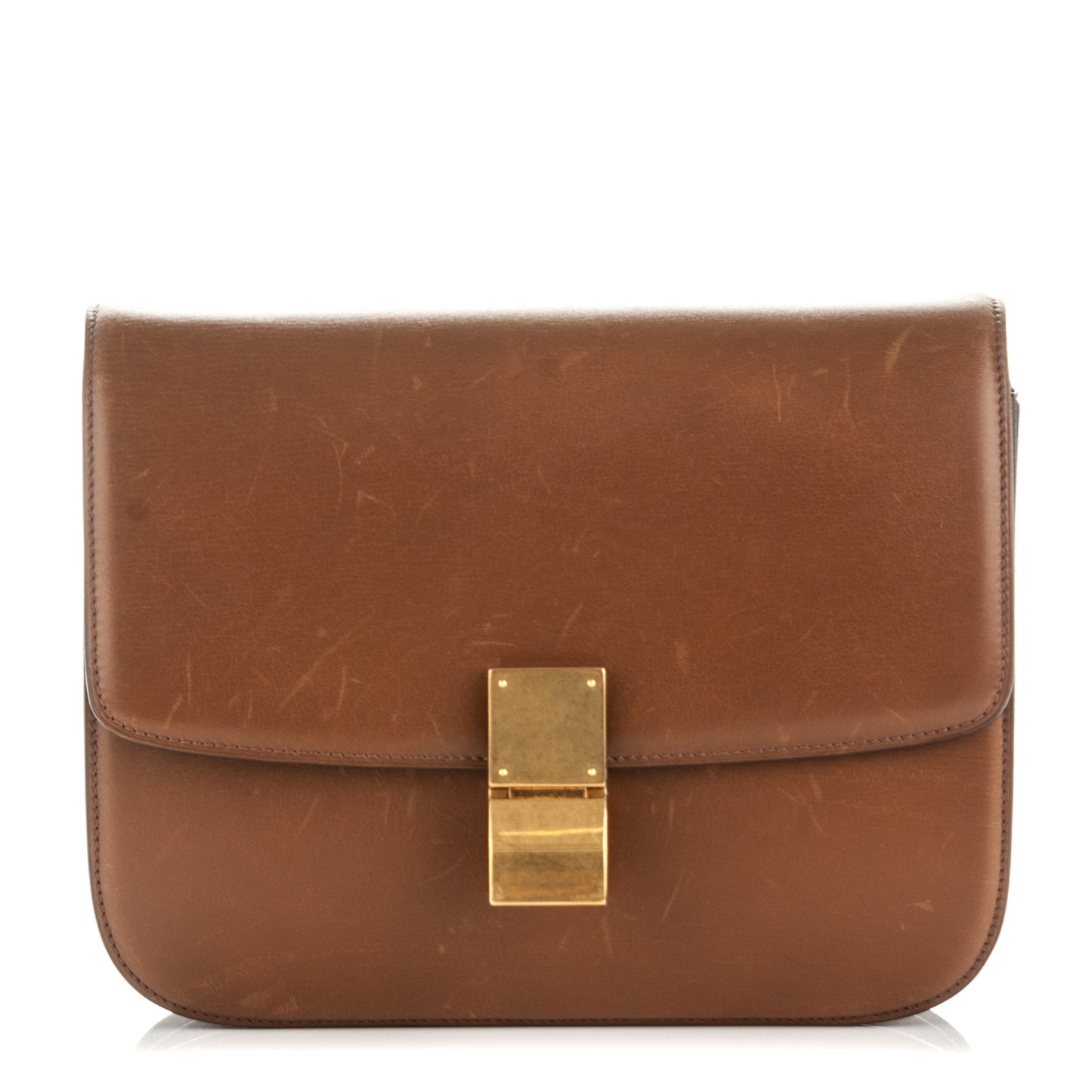 Box Calfskin Medium Classic Box Flap Bag Camel