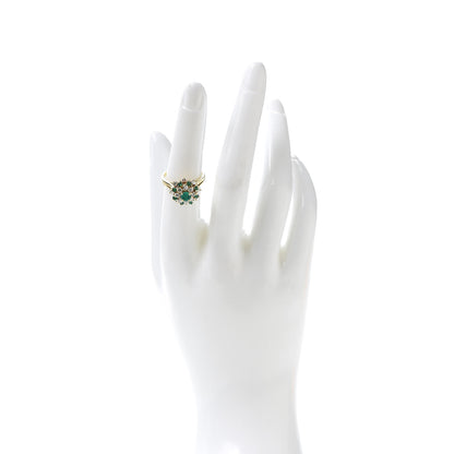 Tiffany 18K Yellow Gold Diamond Emerald Cluster Cocktail Ring 53 6.5 2 of 6