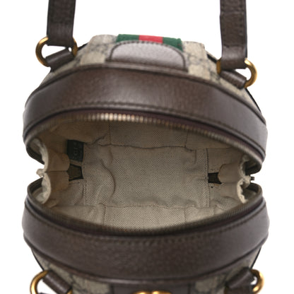 Gucci GG Supreme Monogram Textured Dollar Calfskin Web Mini Ophidia Basketball Shaped Shoulder Bag Beige Ebony New Acero 5 of 9