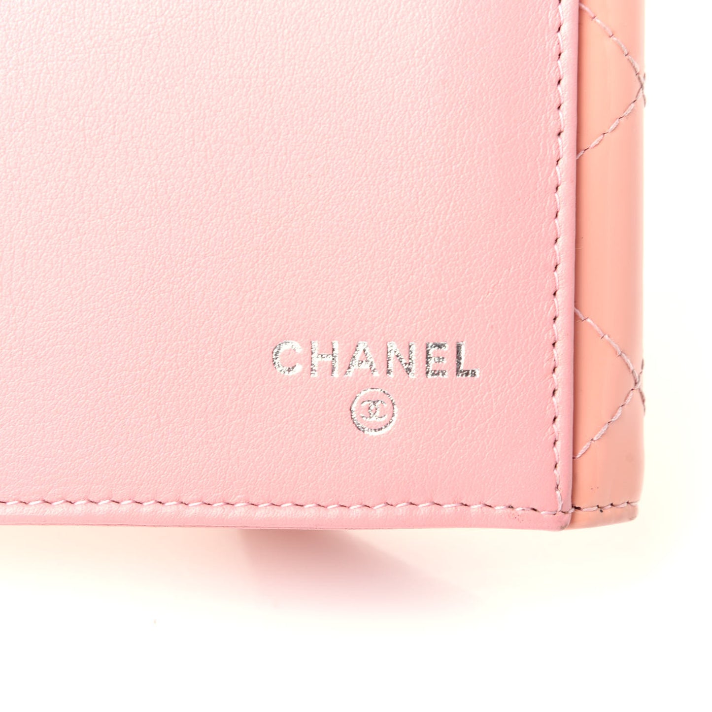 Patent Calfskin Quilted Flap Wallet Pink