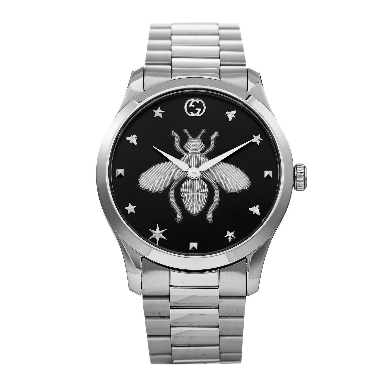Gucci Stainless Steel 38mm G-Timeless Bee Quartz Watch Black 1 of 4