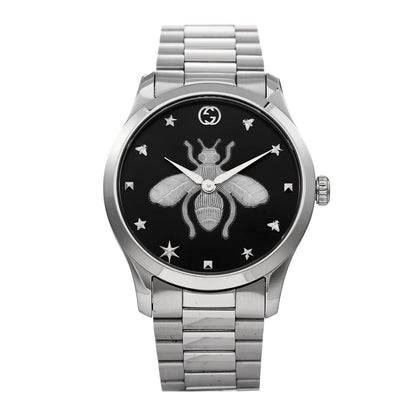 Gucci Stainless Steel 38mm G-Timeless Bee Quartz Watch Black 1 of 4