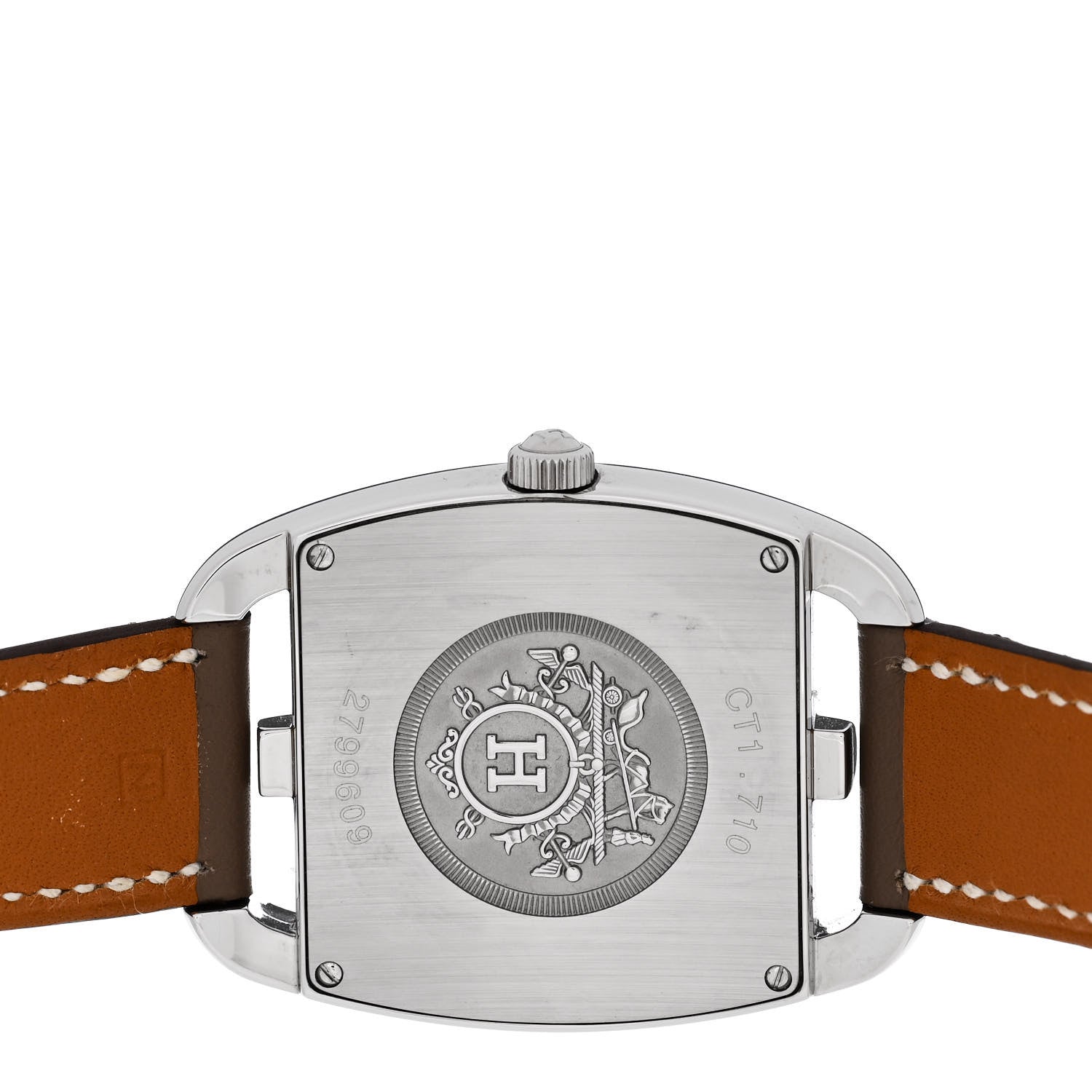 Hermes Stainless Steel Swift 33mm Cape Cod Tonneau Quartz Watch Etoupe 4 of 5