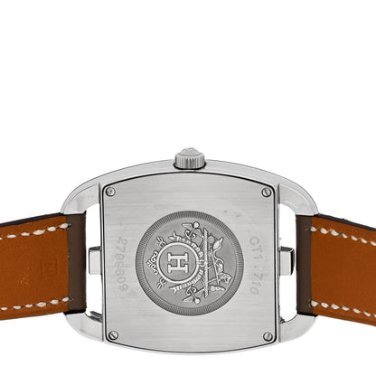 Hermes Stainless Steel Swift 33mm Cape Cod Tonneau Quartz Watch Etoupe 4 of 5