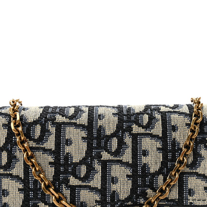 Christian Dior Oblique Saddle Chain Long Wallet Blue 9 of 11