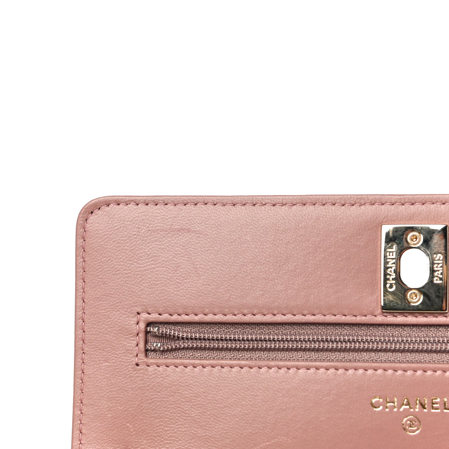 Lambskin Quilted Trendy CC Wallet On Chain WOC Nude
