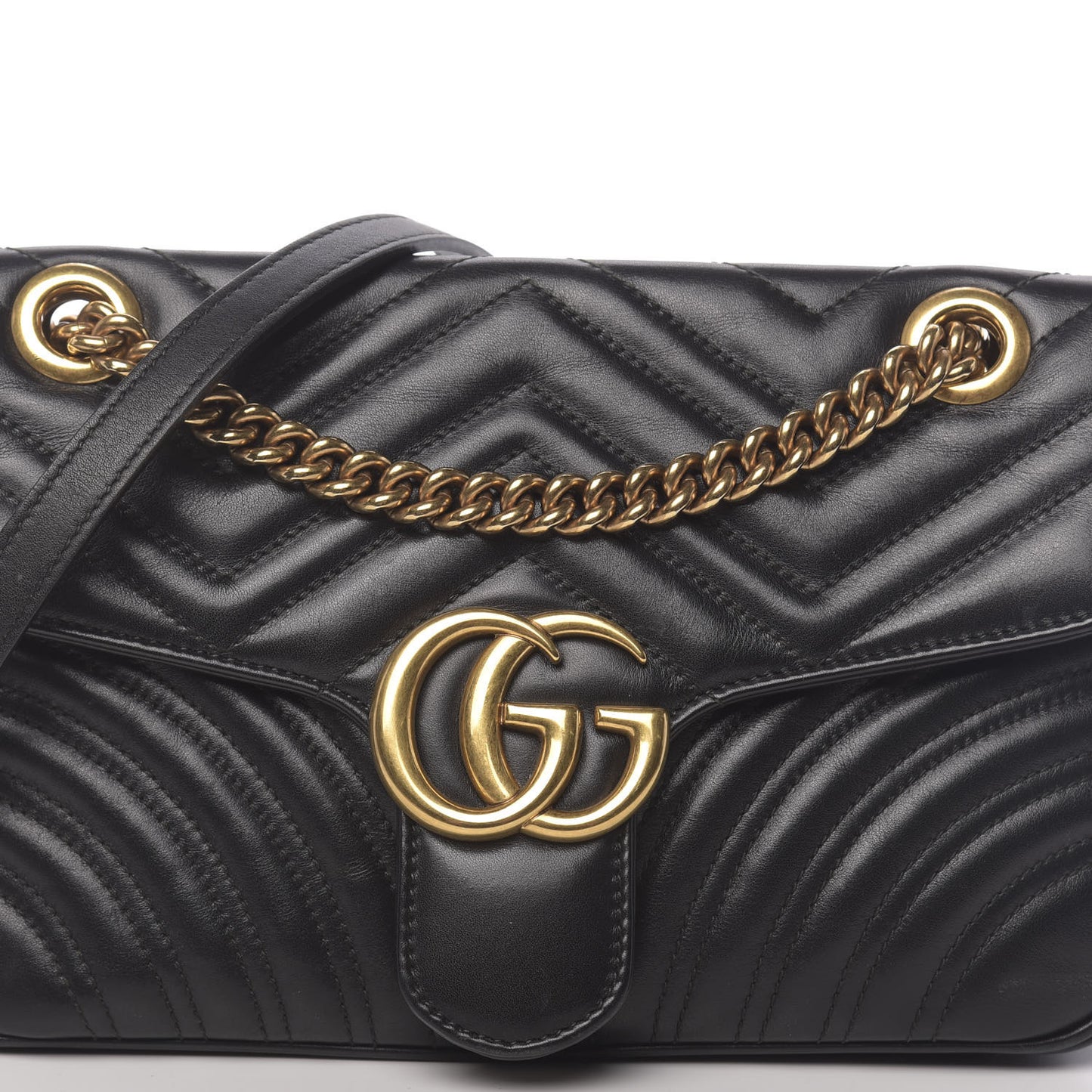 Calfskin Matelasse Small GG Marmont Shoulder Bag Black