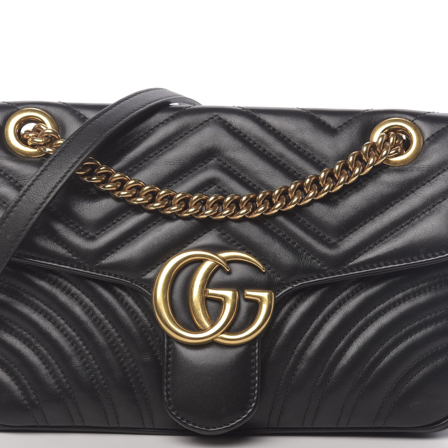 Gucci Calfskin Matelasse Small GG Marmont Shoulder Bag Black 18 of 18