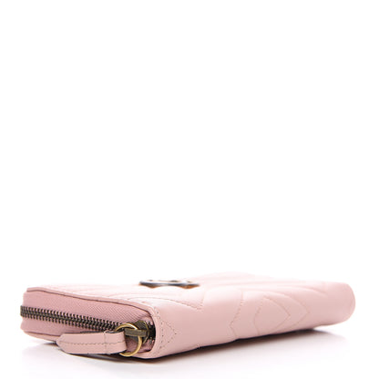 Gucci Calfskin Matelasse GG Marmont Zip Around Wallet Perfect Pink 3 of 7