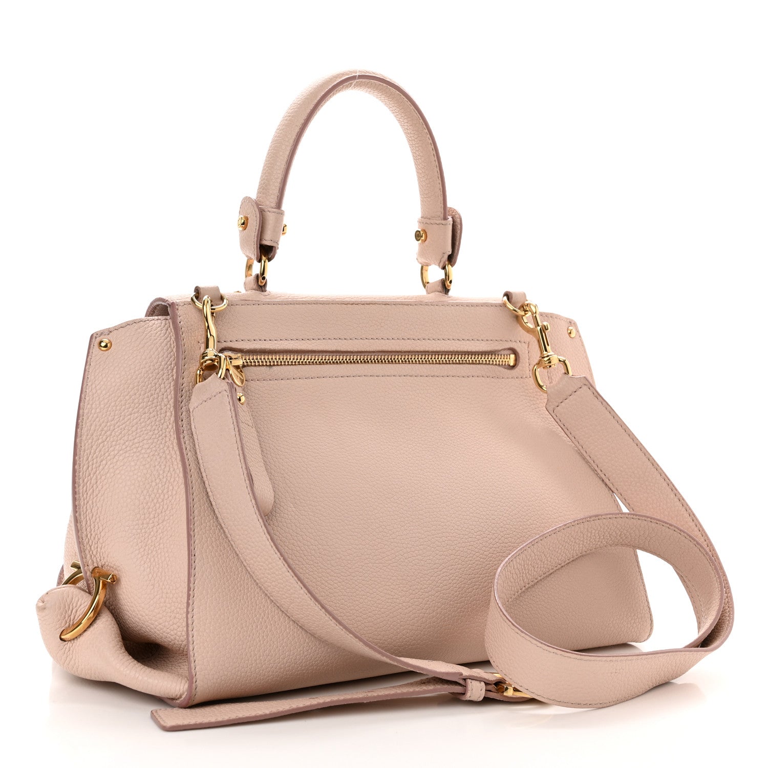 Salvatore Ferragamo Grained Calfskin Sofia Satchel Light Pink 2 of 13