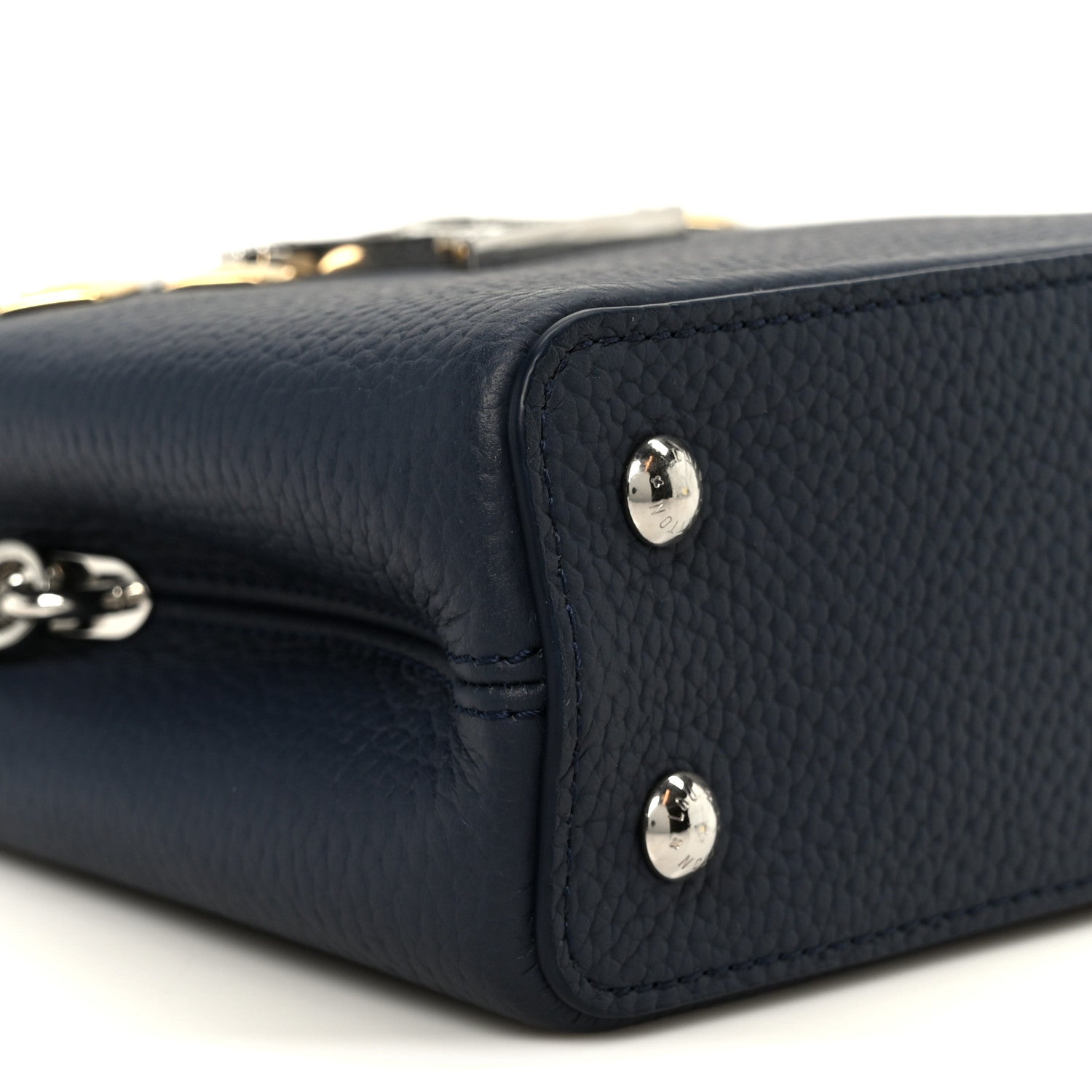 Louis Vuitton Taurillon Embellished Malletage Crown Mini Capucines Navy 8 of 9