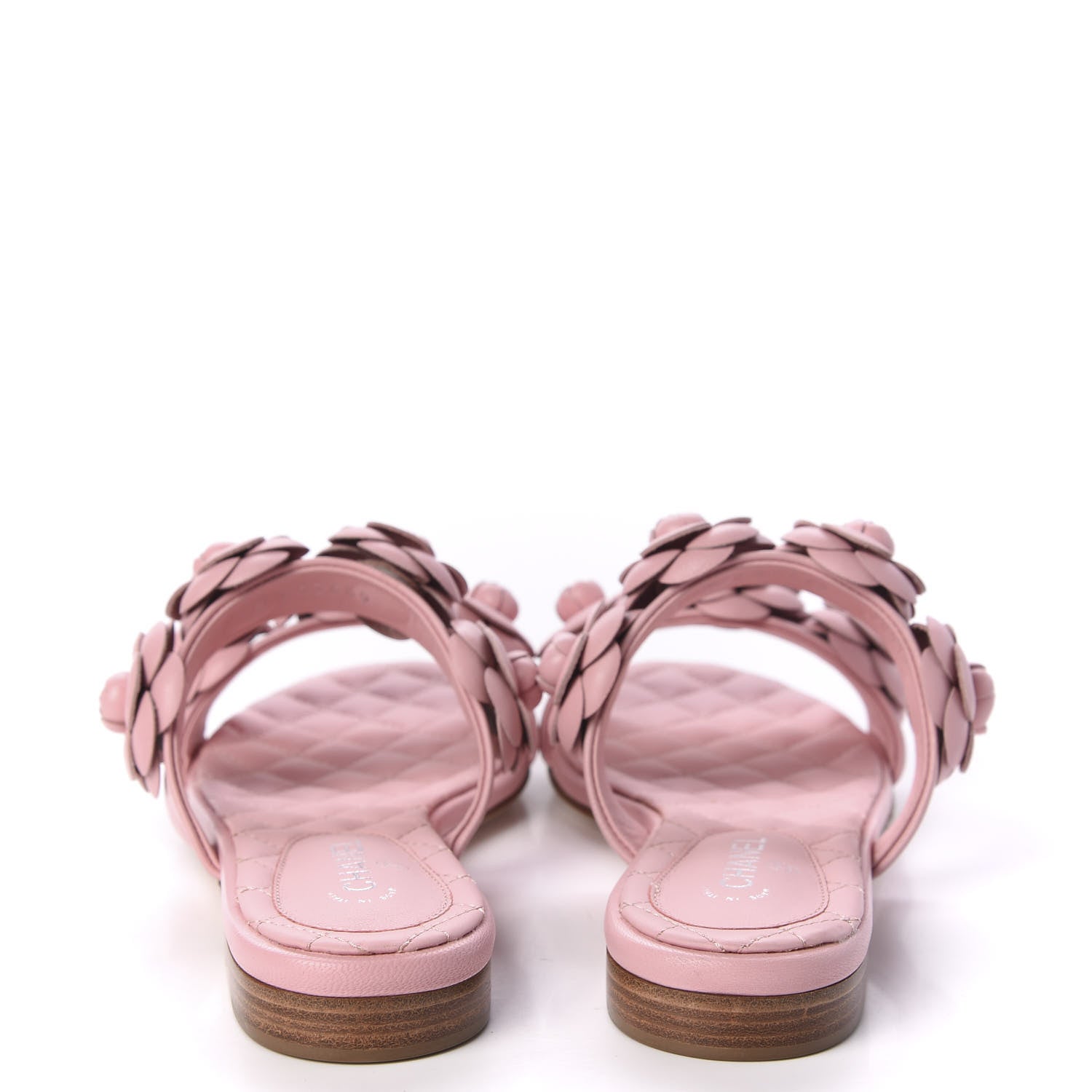 Chanel Lambskin Camellia Slide Sandals 35 Pink 5 of 10