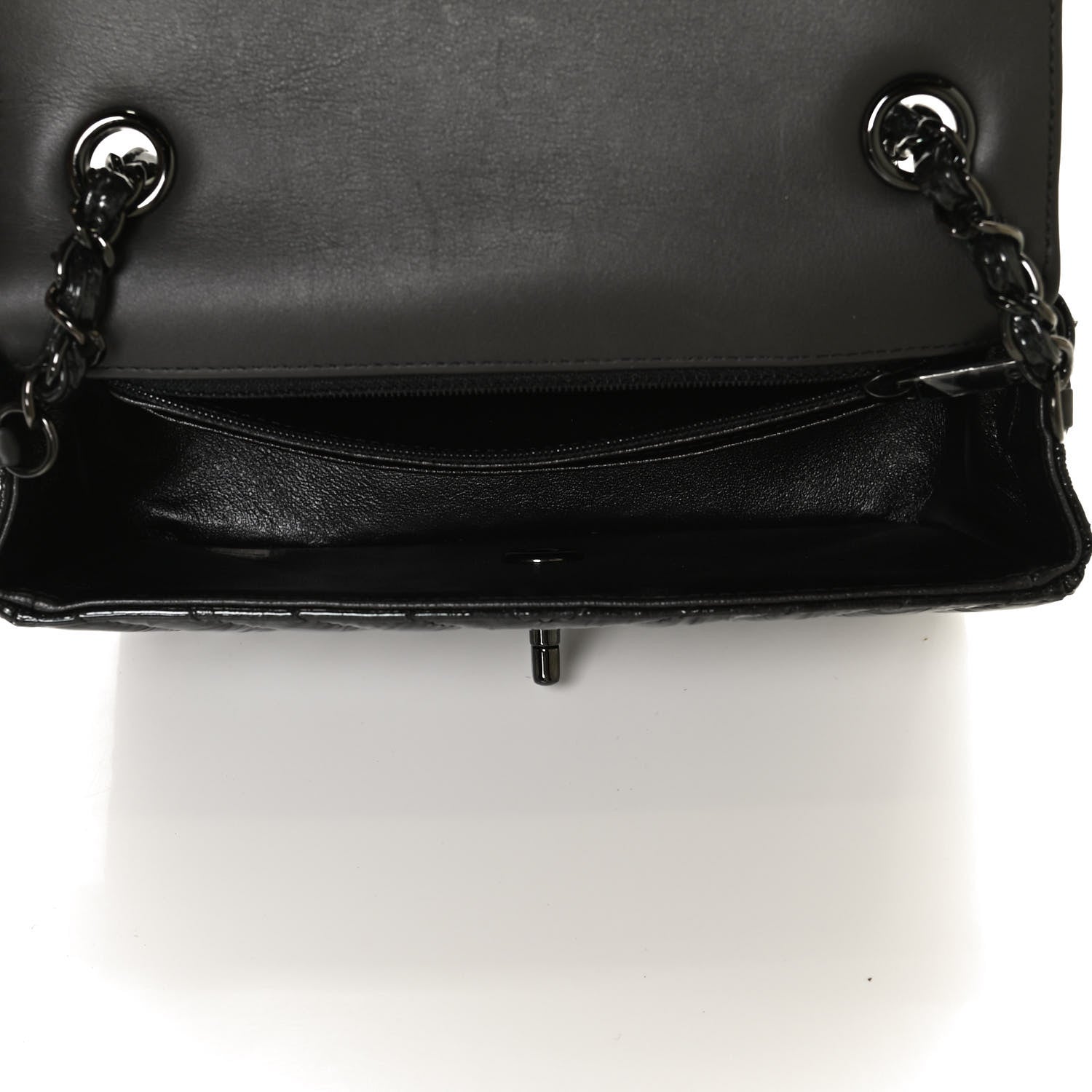 Chanel Patent Metallic Crumpled Calfskin Chevron Quilted Mini Rectangular Flap So Black 4 of 12