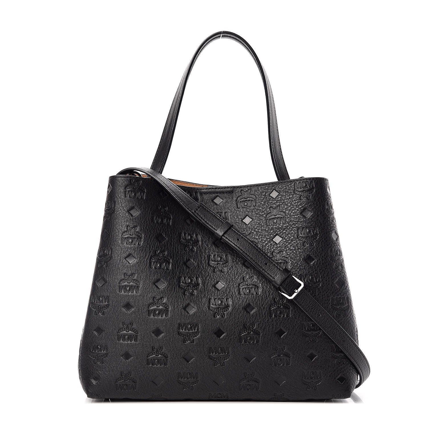 MCM Calfskin Ottomar Monogram Sarah Convertible Hobo Black 1 of 8