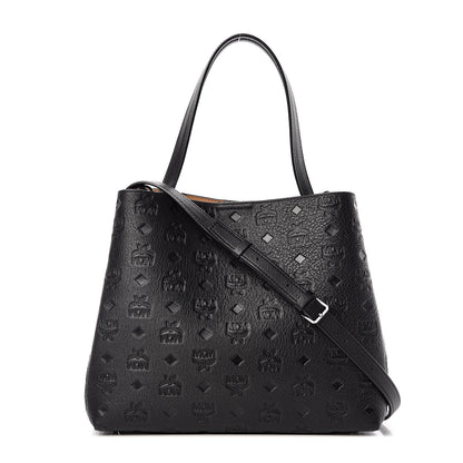 MCM Calfskin Ottomar Monogram Sarah Convertible Hobo Black 1 of 8