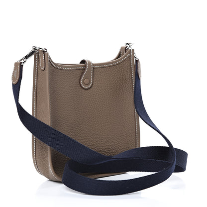 Hermes Taurillon Clemence Amazone Evelyne TPM Etoupe Bleu Indigo 2 of 10
