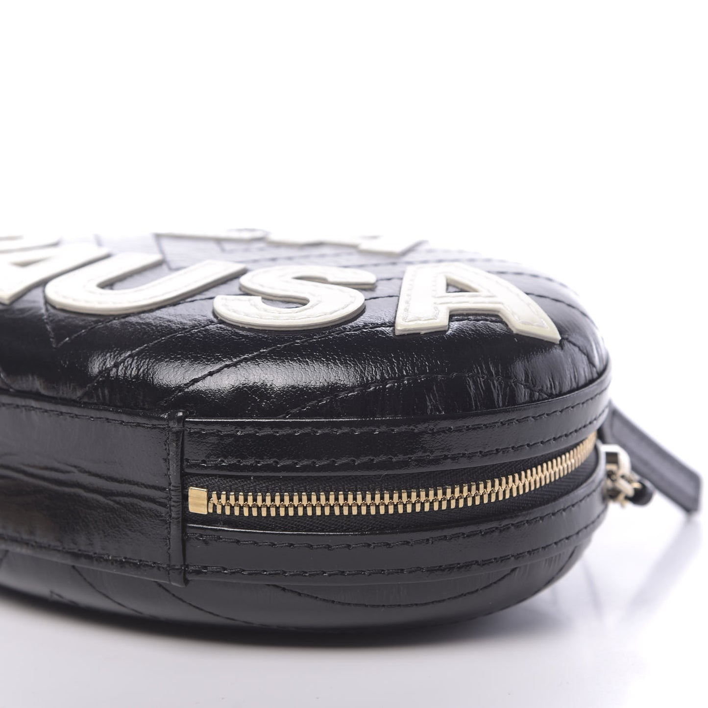 Lambskin Embroidered Chevron Quilted La Pausa Tassel Clutch Black