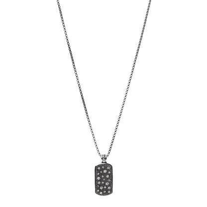 David Yurman Sterling Silver Diamond Midnight Melange Dog Tag Pendant Necklace 1 of 6