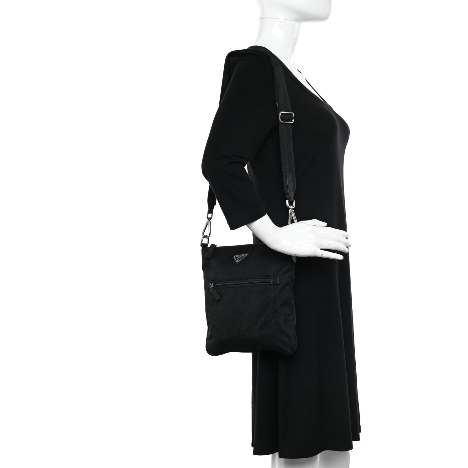 Prada Nylon Saffiano Flat Messenger Bag Black 2 of 10