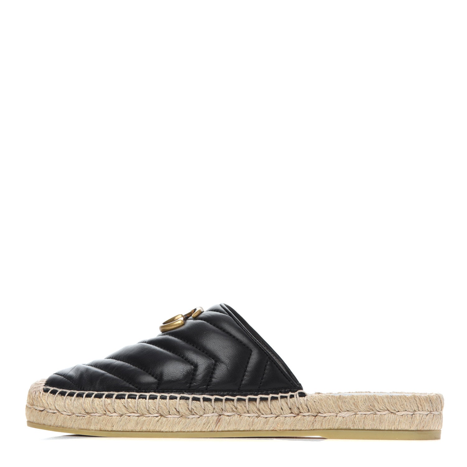 Gucci Nappa Matelasse GG Marmont Espadrille Slippers 39 Black 1 of 14