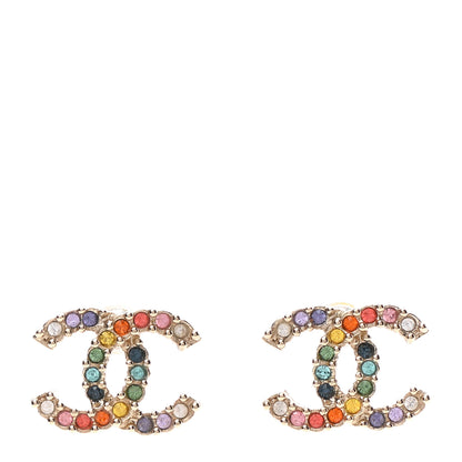 Chanel Crystal Over The Rainbow CC Earrings Gold Multicolor 1 of 4