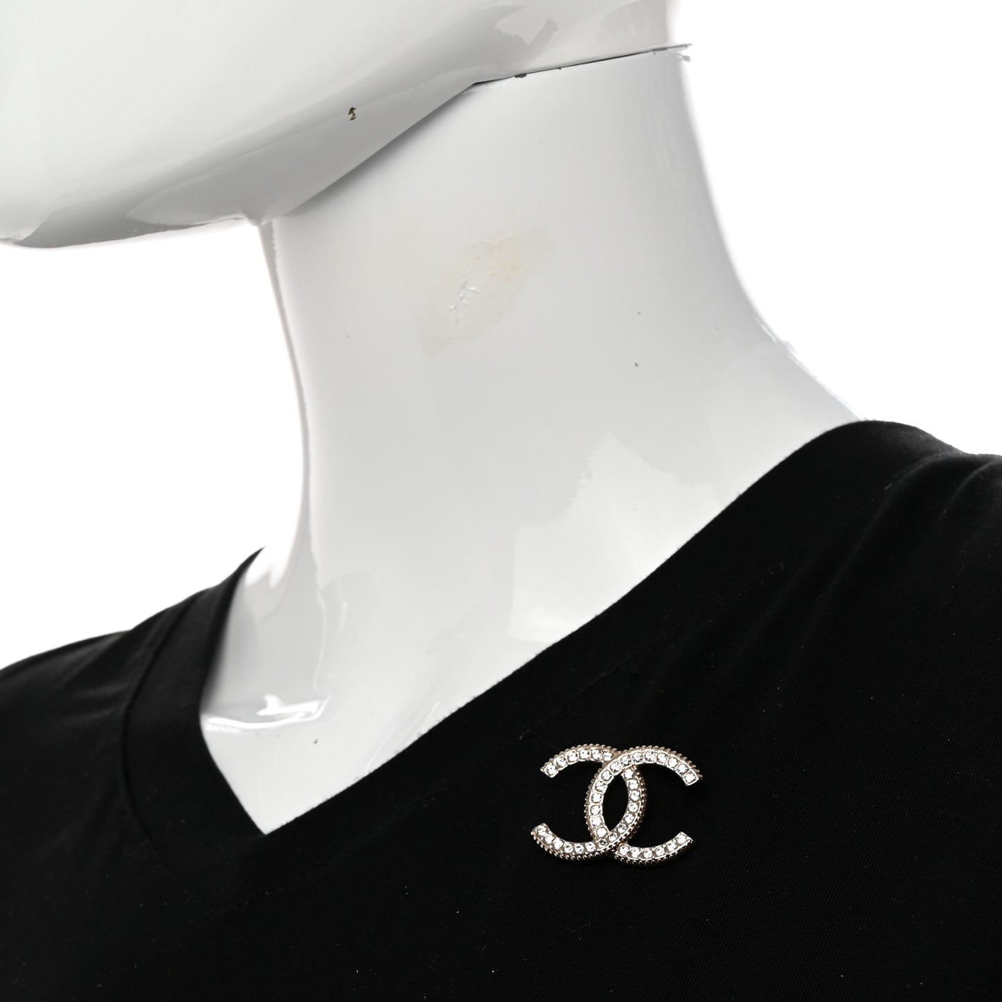 Crystal CC Brooch Light Gold