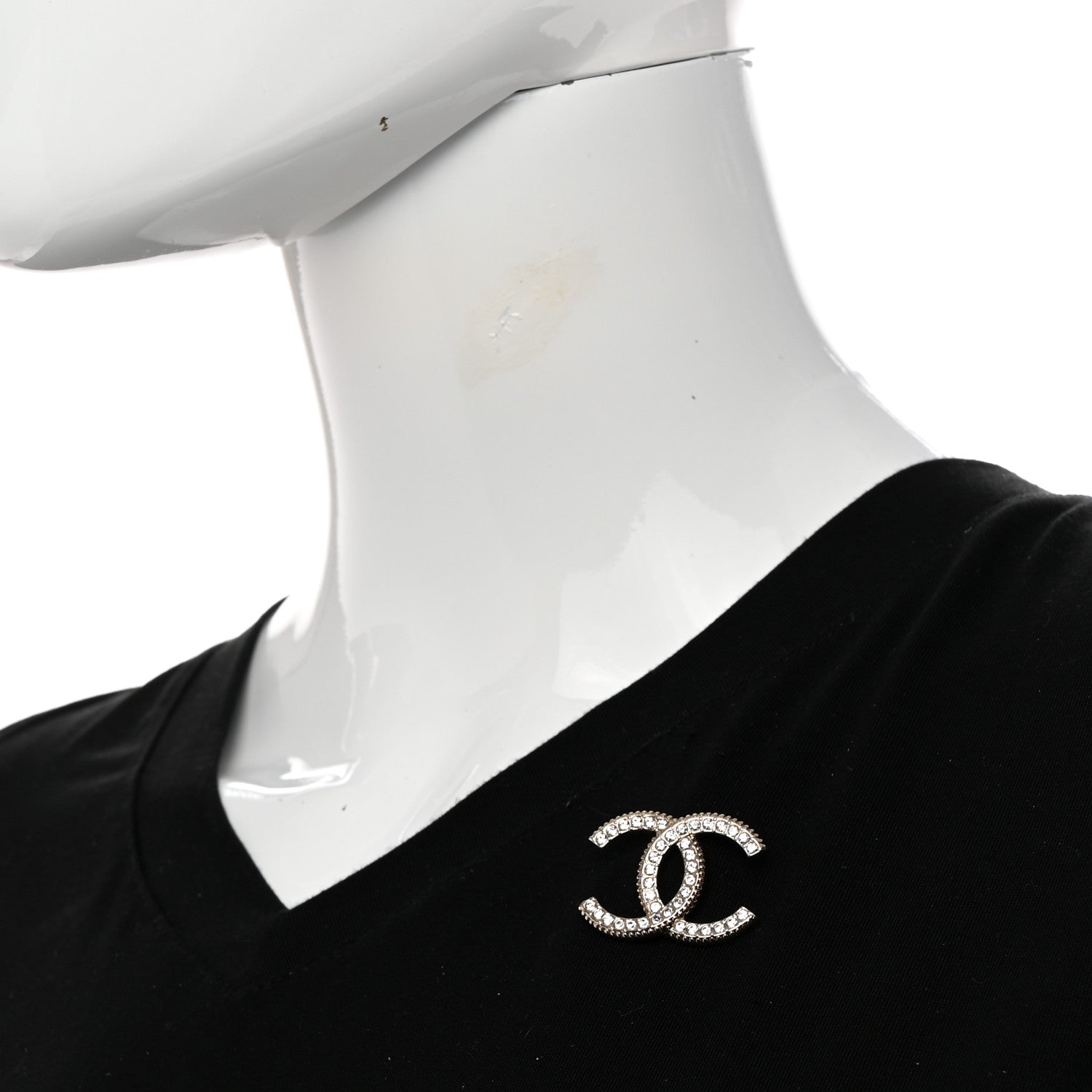 Chanel Crystal CC Brooch Light Gold 2 of 5