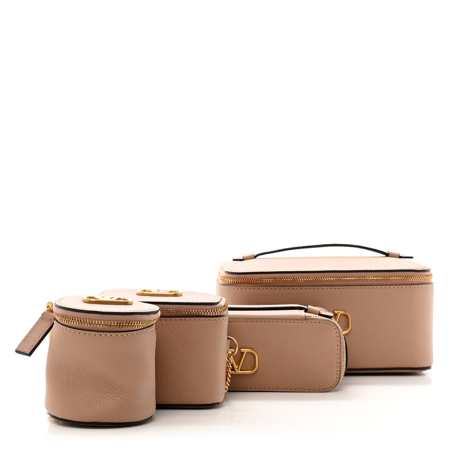 Grained Calfskin VLogo Signature Wash Bag Rose Cannelle